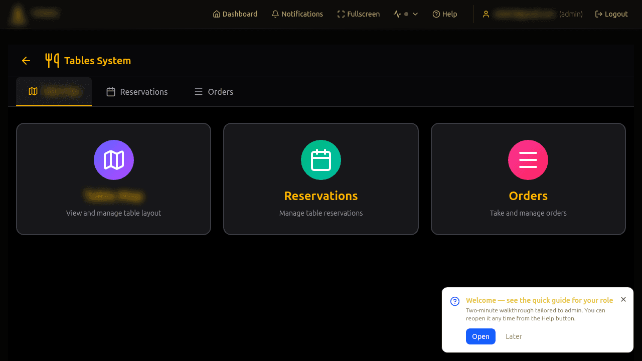 Fumari restaurant management dashboard