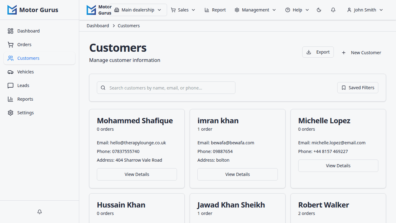 Motor Gurus customers section