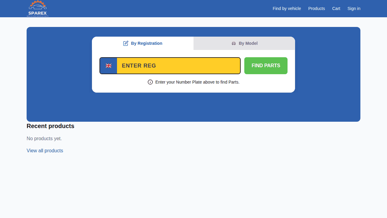 Sparex vehicle parts homepage